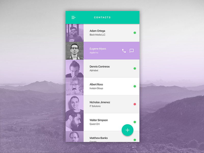 PHONE CONTACT BOOK UI